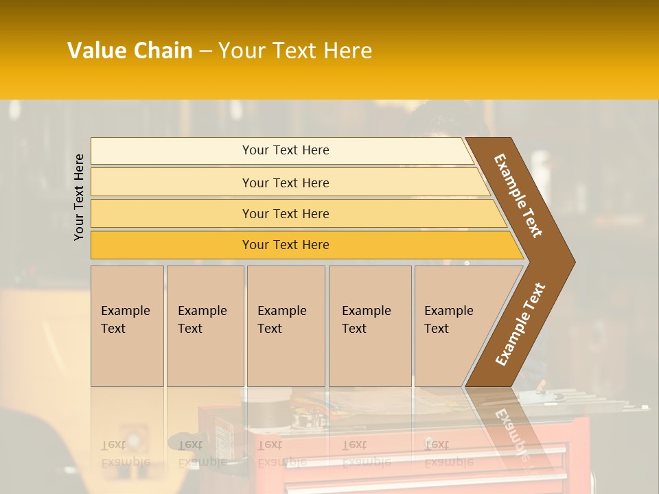 A Man Sitting At A Table In Front Of A Forklift PowerPoint Template