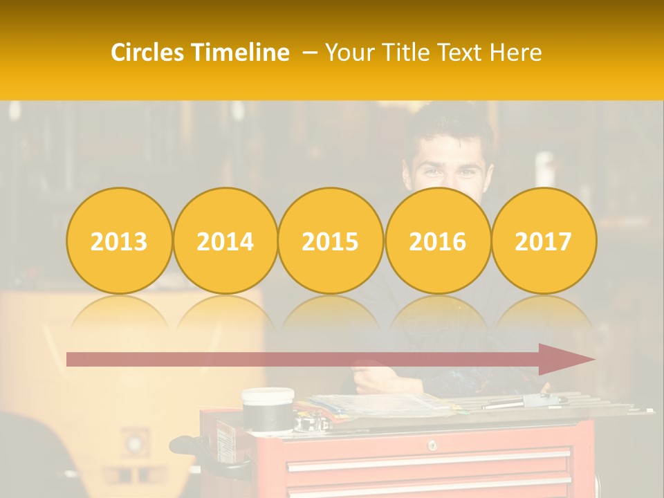 A Man Sitting At A Table In Front Of A Forklift PowerPoint Template