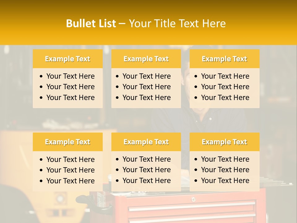 A Man Sitting At A Table In Front Of A Forklift PowerPoint Template