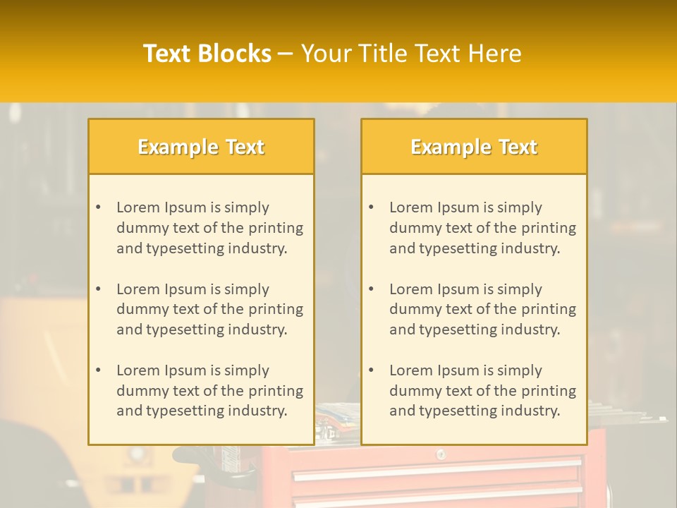 A Man Sitting At A Table In Front Of A Forklift PowerPoint Template