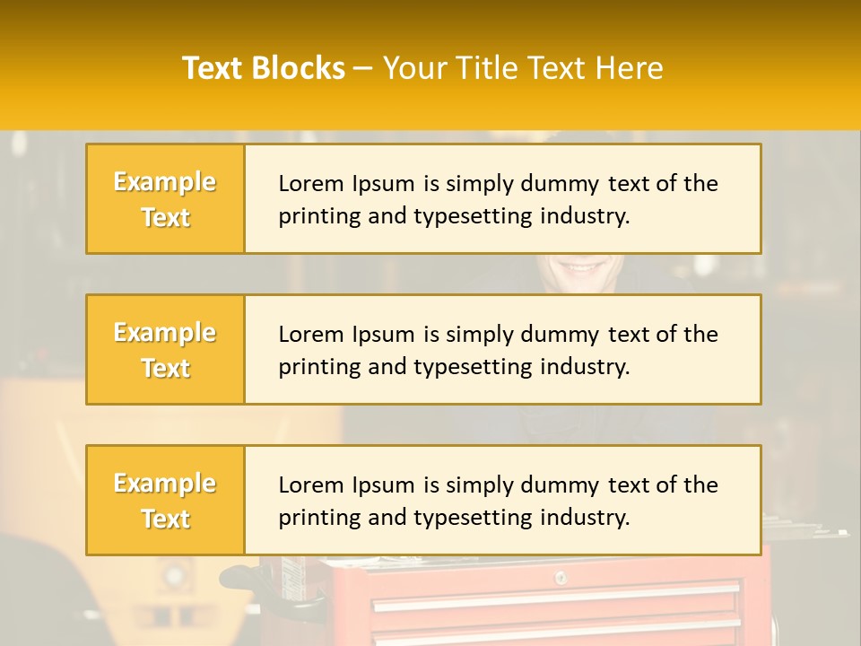 A Man Sitting At A Table In Front Of A Forklift PowerPoint Template