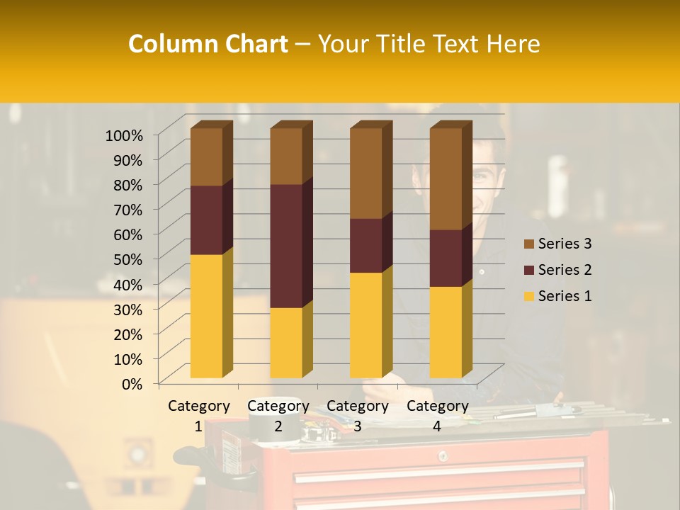 A Man Sitting At A Table In Front Of A Forklift PowerPoint Template