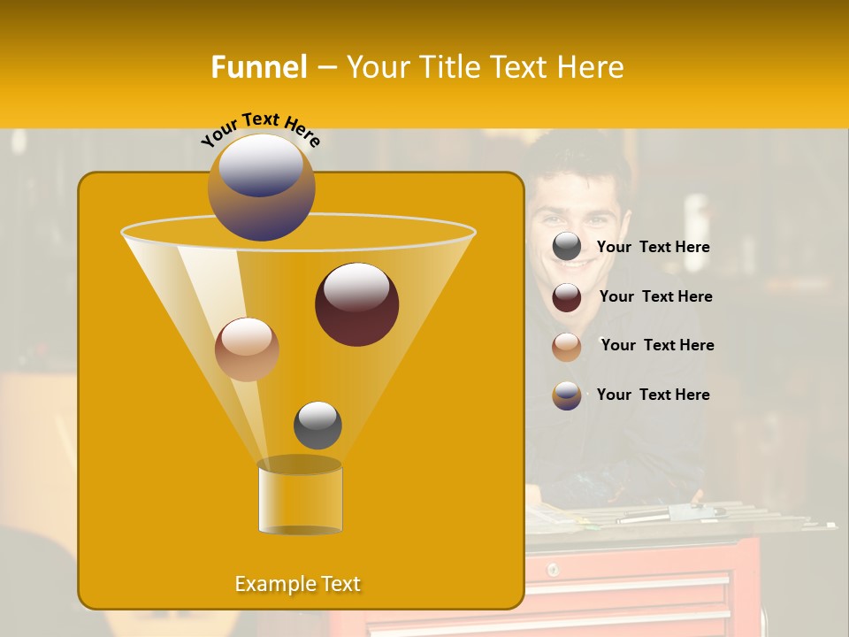 A Man Sitting At A Table In Front Of A Forklift PowerPoint Template