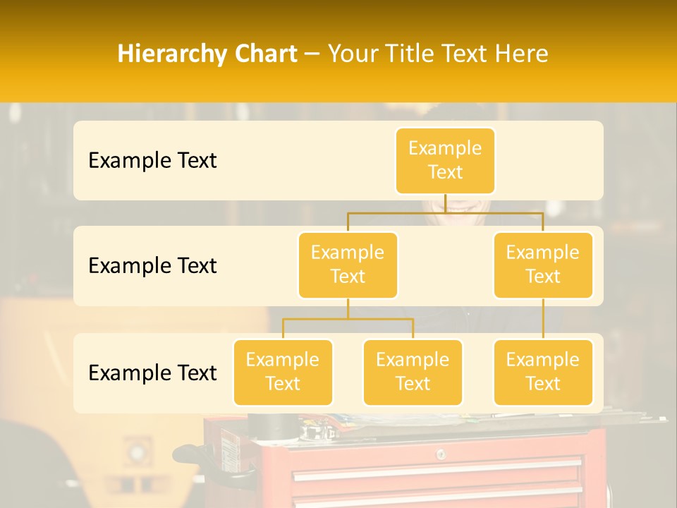 A Man Sitting At A Table In Front Of A Forklift PowerPoint Template