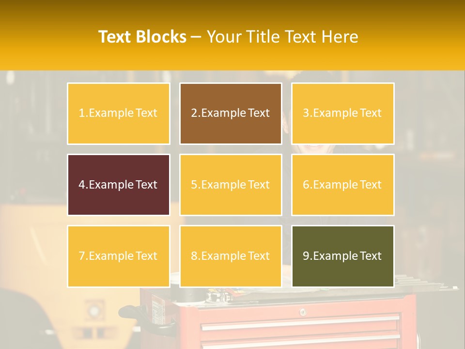 A Man Sitting At A Table In Front Of A Forklift PowerPoint Template