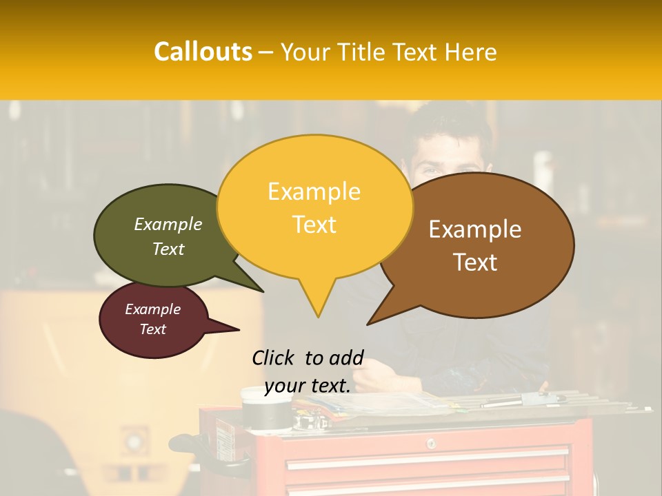 A Man Sitting At A Table In Front Of A Forklift PowerPoint Template