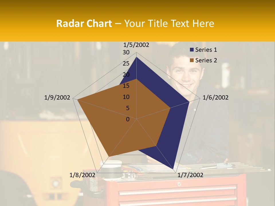 A Man Sitting At A Table In Front Of A Forklift PowerPoint Template