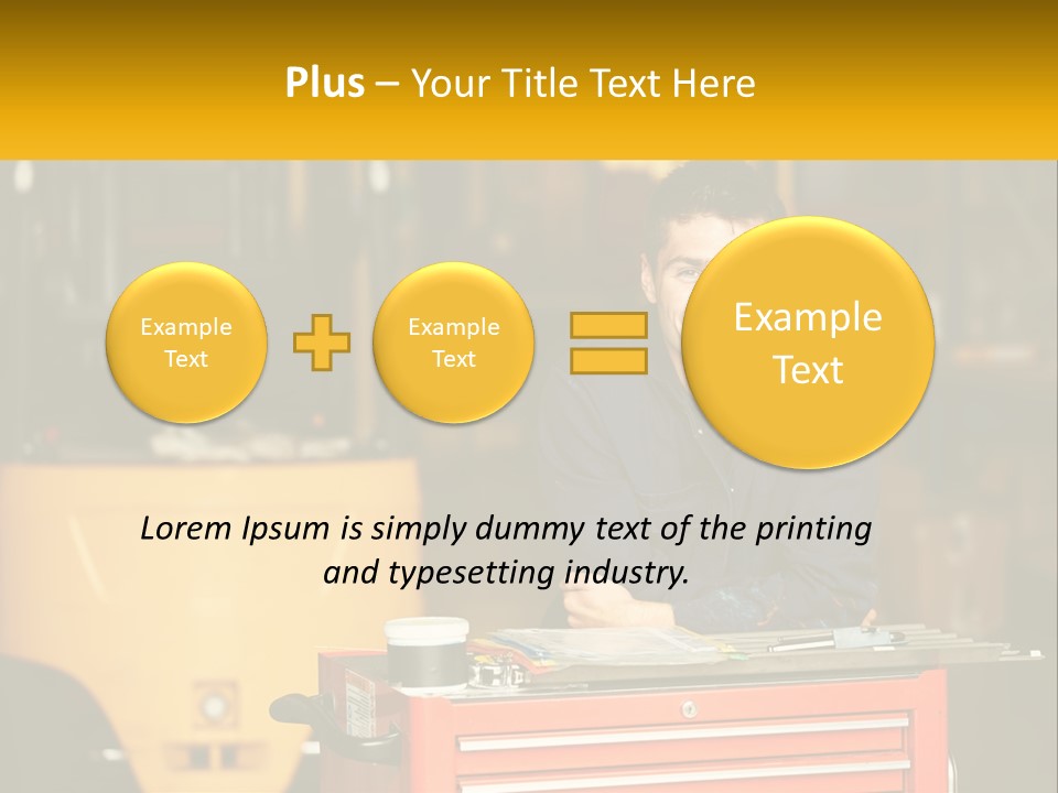 A Man Sitting At A Table In Front Of A Forklift PowerPoint Template