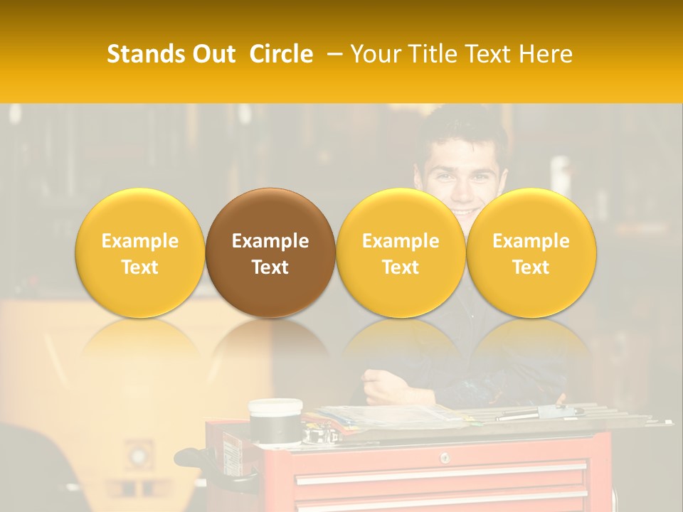 A Man Sitting At A Table In Front Of A Forklift PowerPoint Template