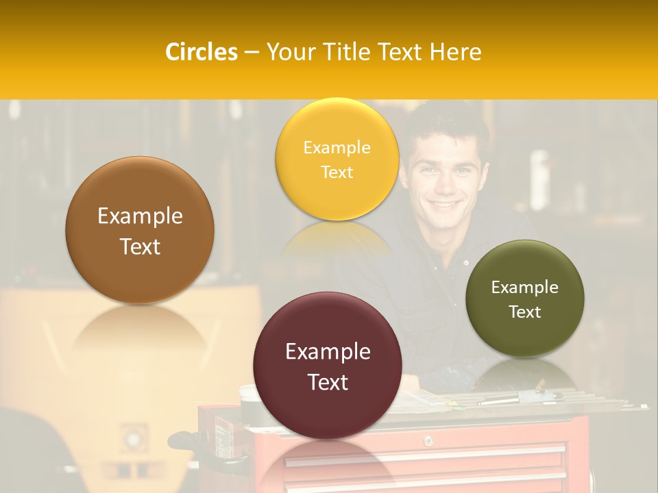 A Man Sitting At A Table In Front Of A Forklift PowerPoint Template