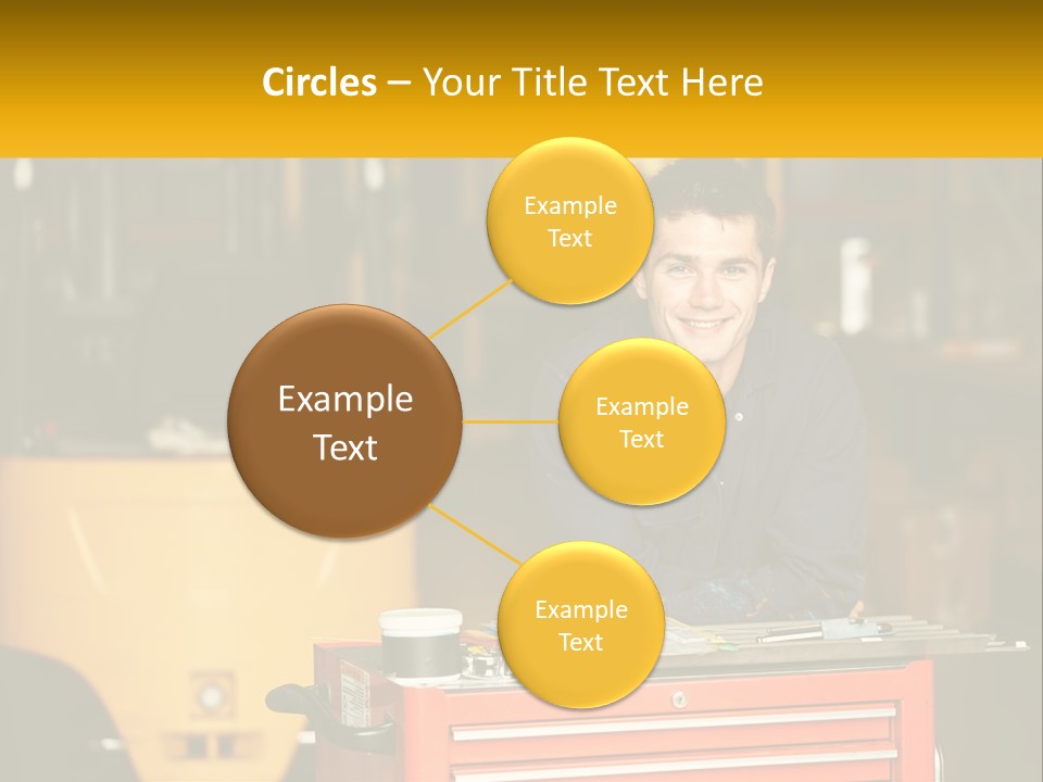 A Man Sitting At A Table In Front Of A Forklift PowerPoint Template