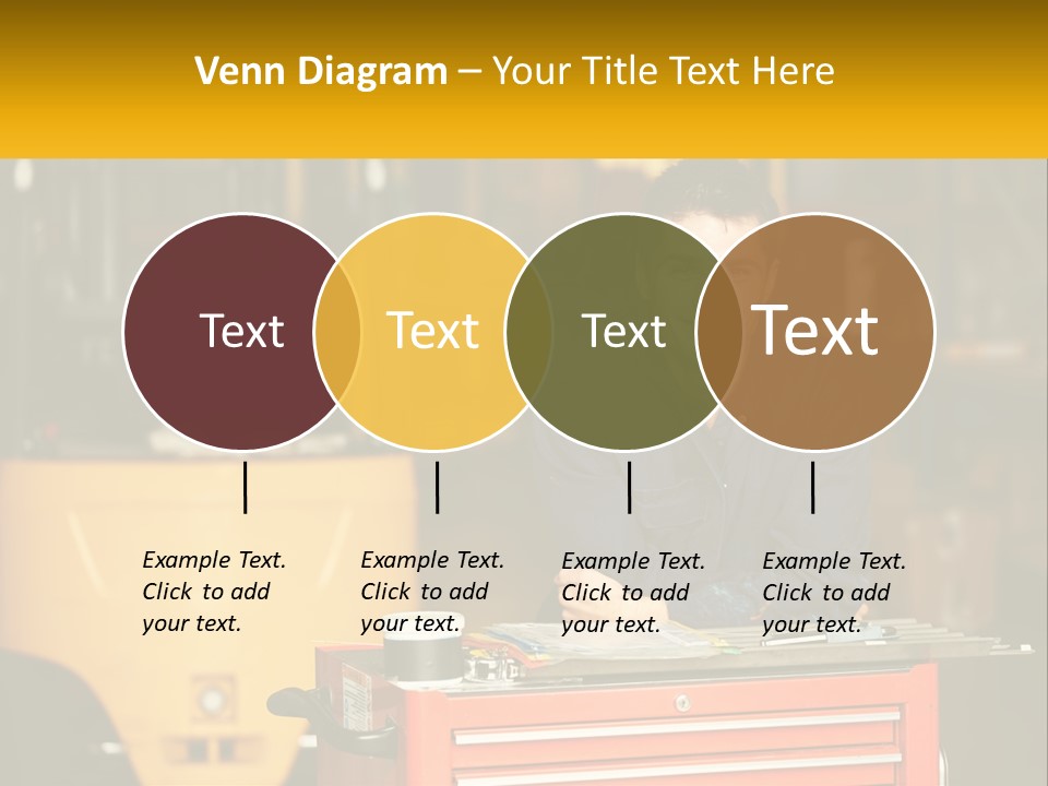 A Man Sitting At A Table In Front Of A Forklift PowerPoint Template