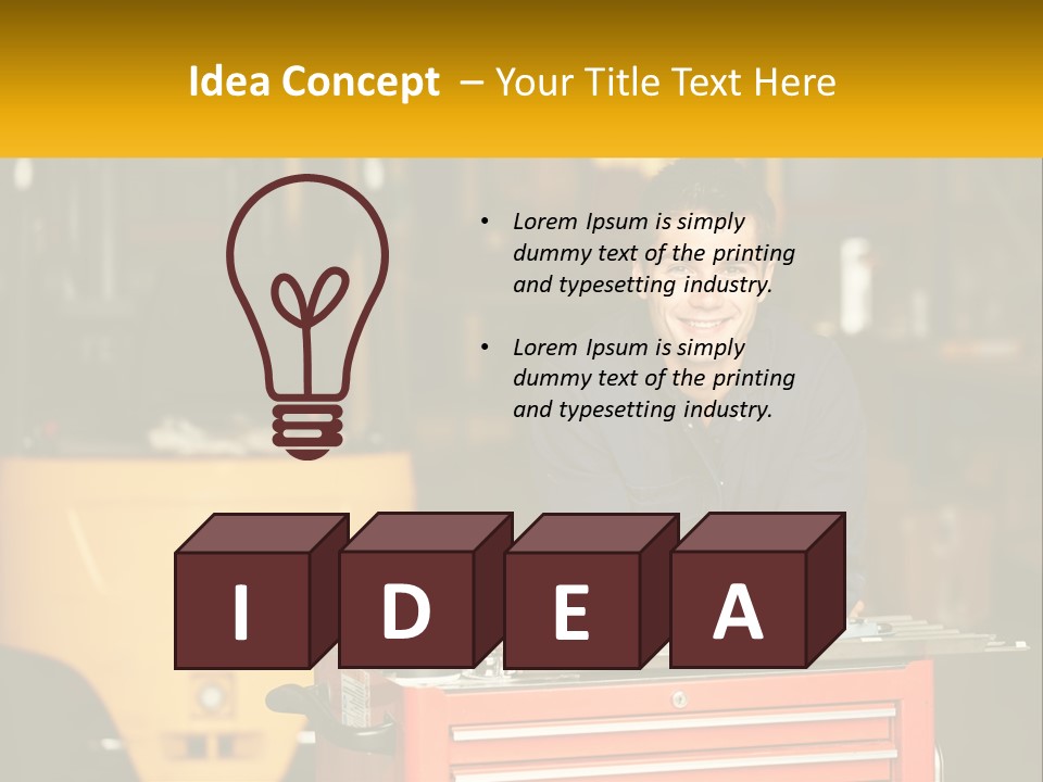 A Man Sitting At A Table In Front Of A Forklift PowerPoint Template