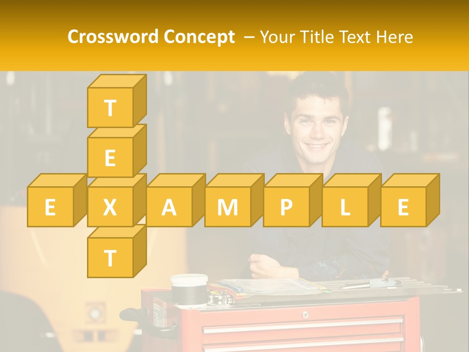 A Man Sitting At A Table In Front Of A Forklift PowerPoint Template