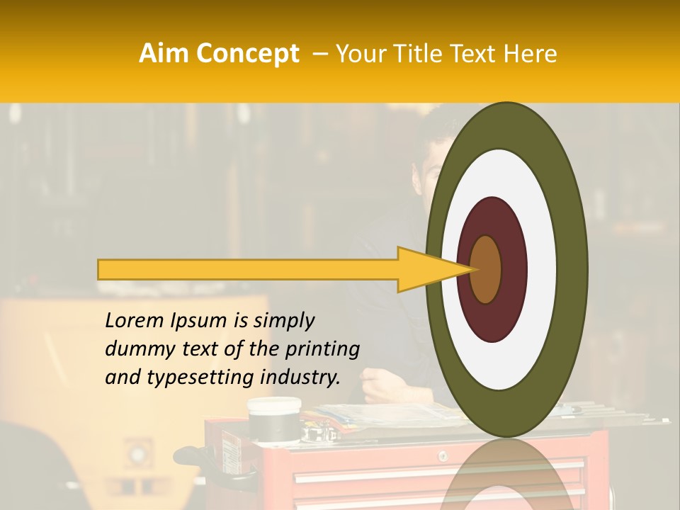 A Man Sitting At A Table In Front Of A Forklift PowerPoint Template