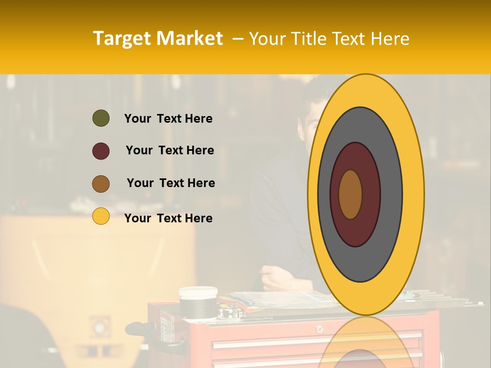 A Man Sitting At A Table In Front Of A Forklift PowerPoint Template