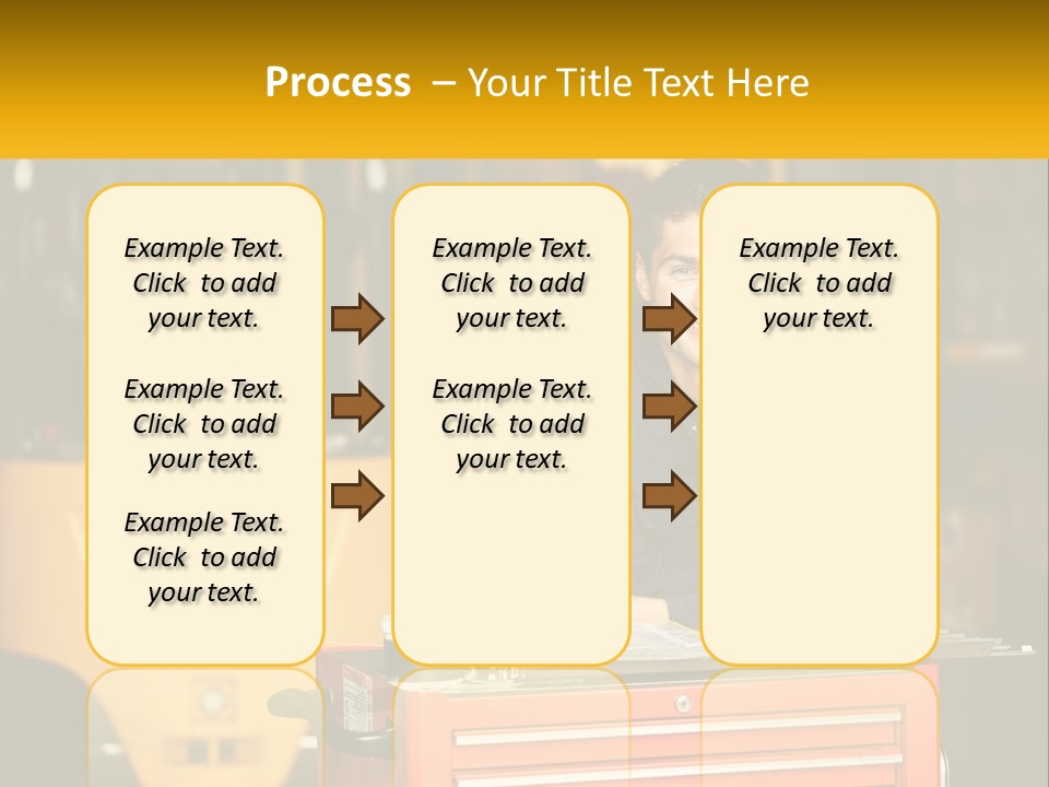 A Man Sitting At A Table In Front Of A Forklift PowerPoint Template