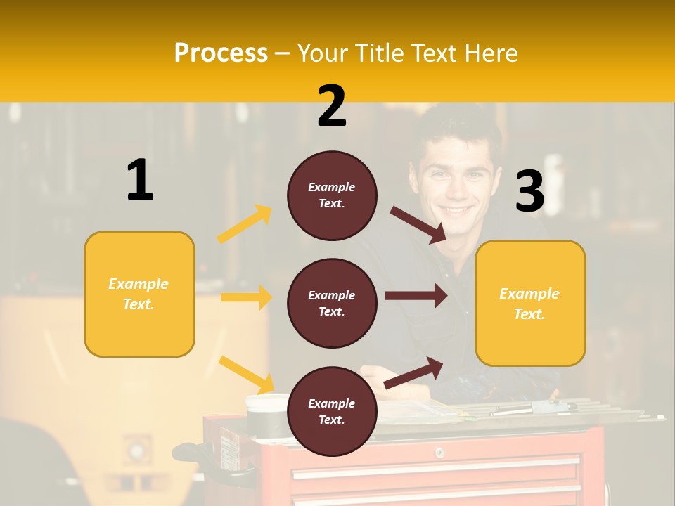 A Man Sitting At A Table In Front Of A Forklift PowerPoint Template