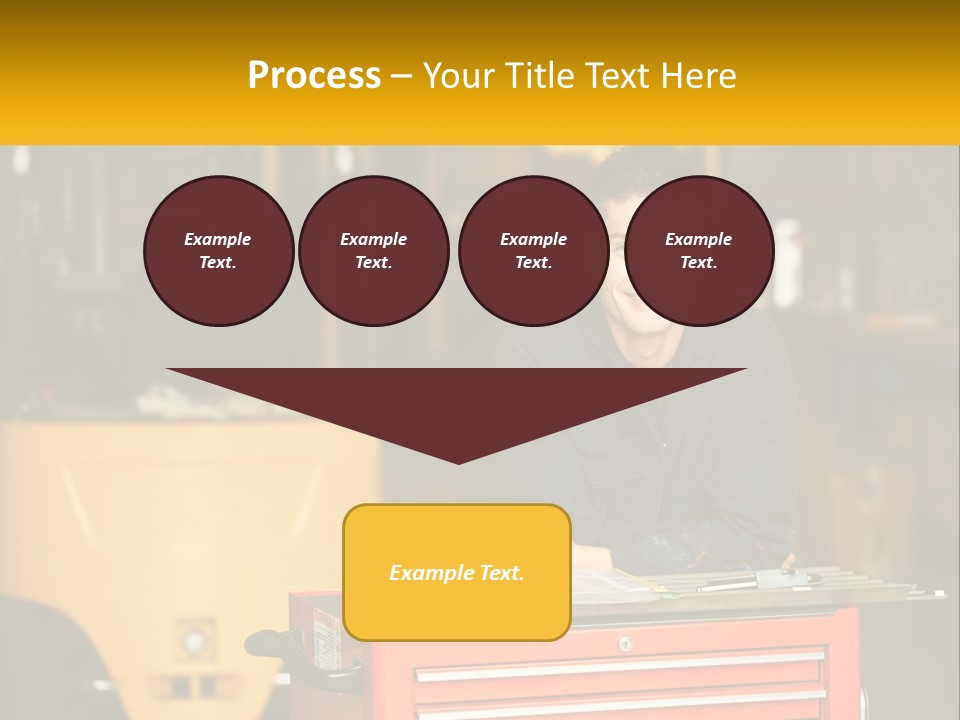 A Man Sitting At A Table In Front Of A Forklift PowerPoint Template