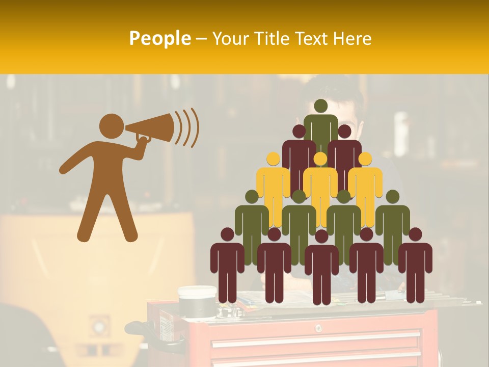 A Man Sitting At A Table In Front Of A Forklift PowerPoint Template