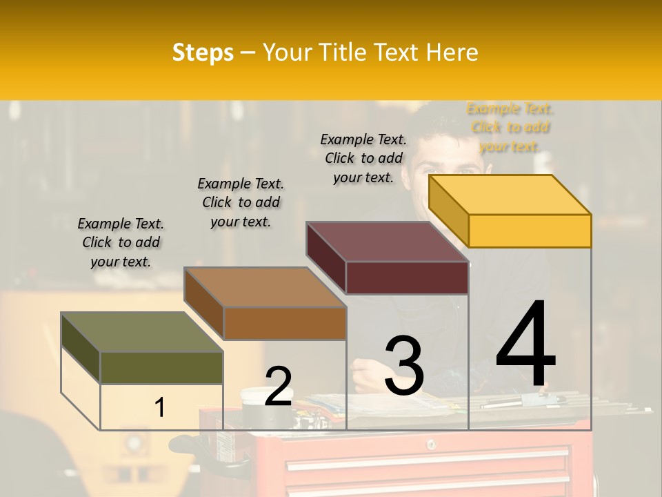 A Man Sitting At A Table In Front Of A Forklift PowerPoint Template