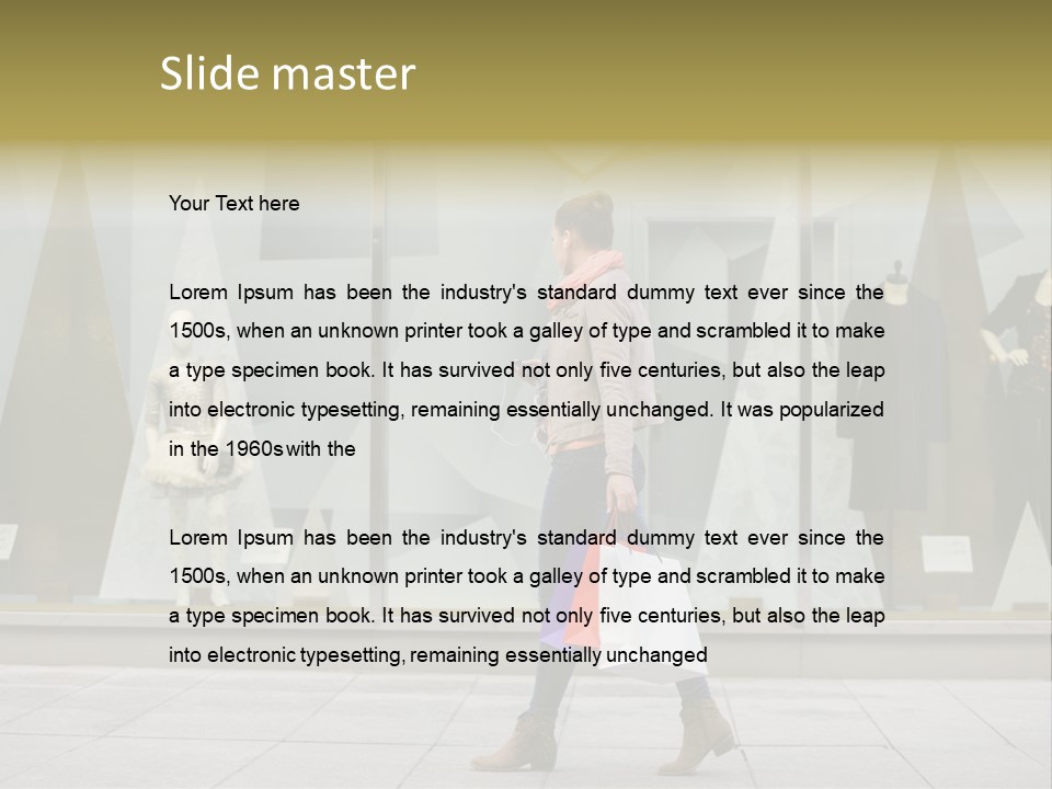 A Woman Carrying A Shopping Bag In Front Of A Store Window PowerPoint Template