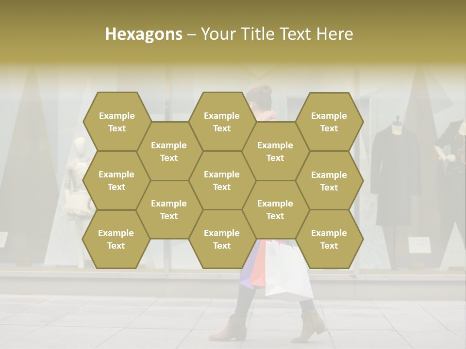 A Woman Carrying A Shopping Bag In Front Of A Store Window PowerPoint Template