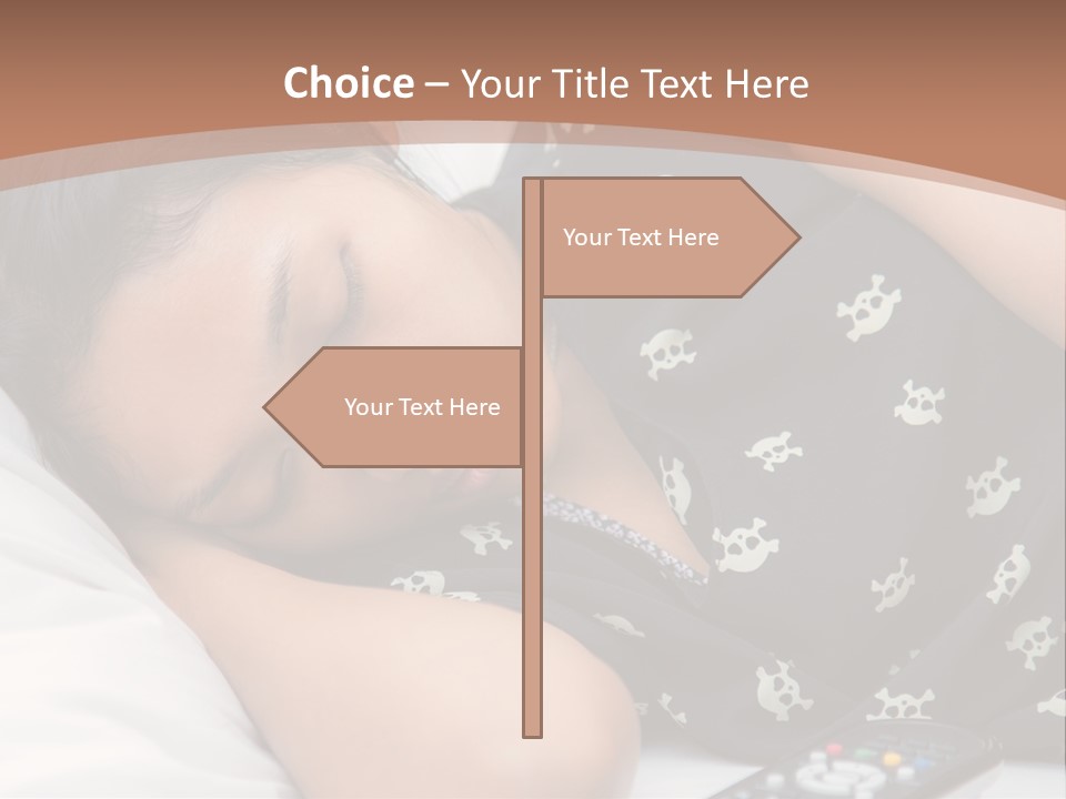 A Woman Sleeping On A Bed With Her Eyes Closed PowerPoint Template