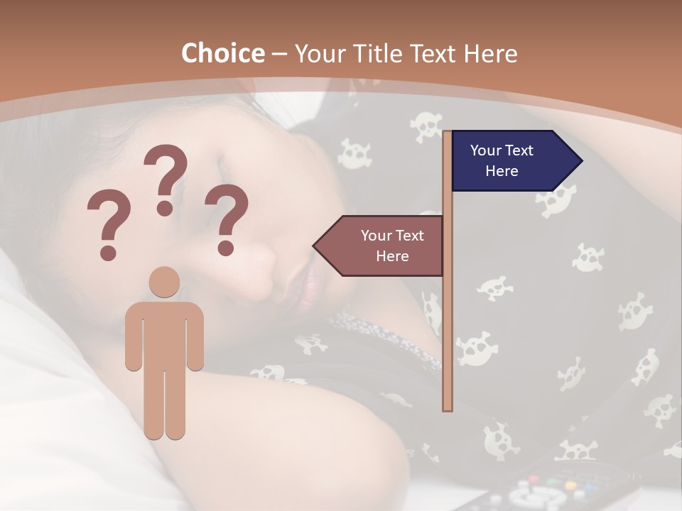 A Woman Sleeping On A Bed With Her Eyes Closed PowerPoint Template