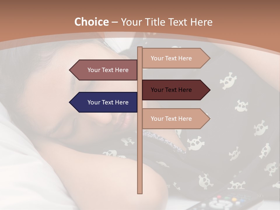 A Woman Sleeping On A Bed With Her Eyes Closed PowerPoint Template