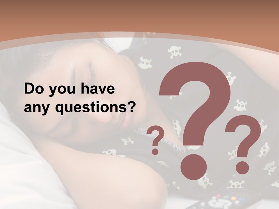 A Woman Sleeping On A Bed With Her Eyes Closed PowerPoint Template