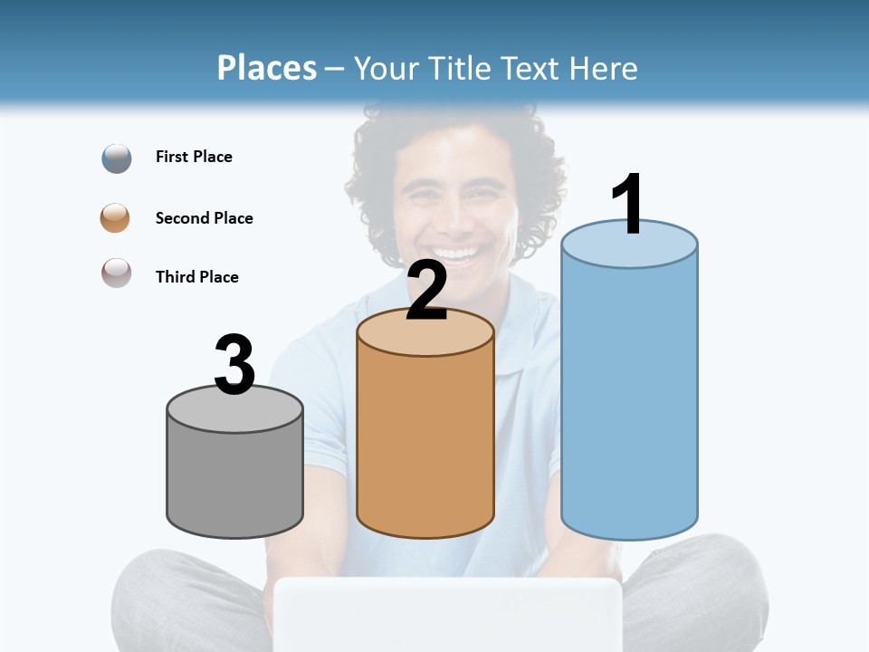 A Man Sitting On The Floor With A Laptop PowerPoint Template