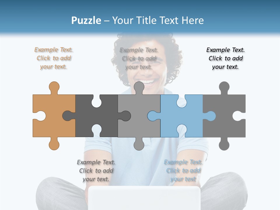 A Man Sitting On The Floor With A Laptop PowerPoint Template