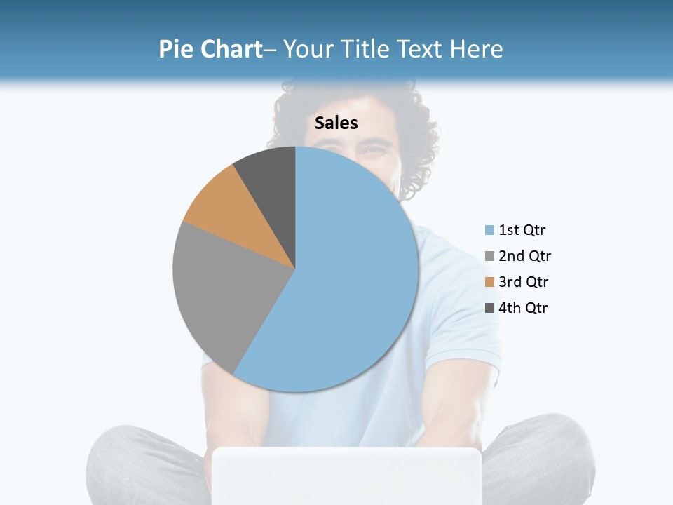 A Man Sitting On The Floor With A Laptop PowerPoint Template