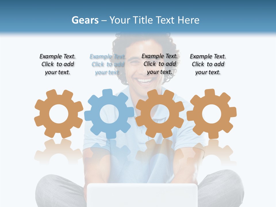 A Man Sitting On The Floor With A Laptop PowerPoint Template