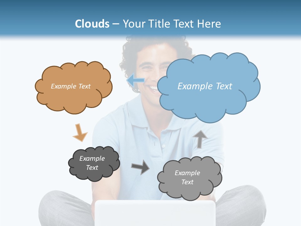 A Man Sitting On The Floor With A Laptop PowerPoint Template