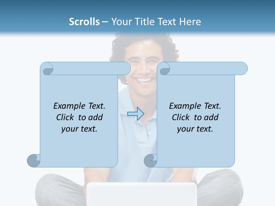 A Man Sitting On The Floor With A Laptop PowerPoint Template