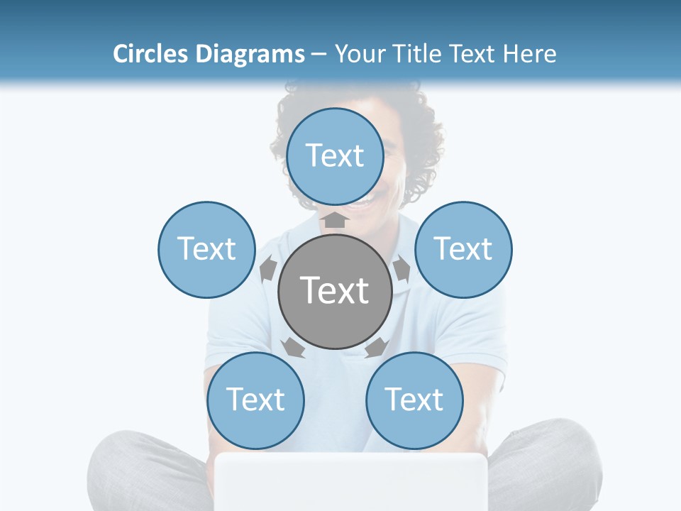 A Man Sitting On The Floor With A Laptop PowerPoint Template