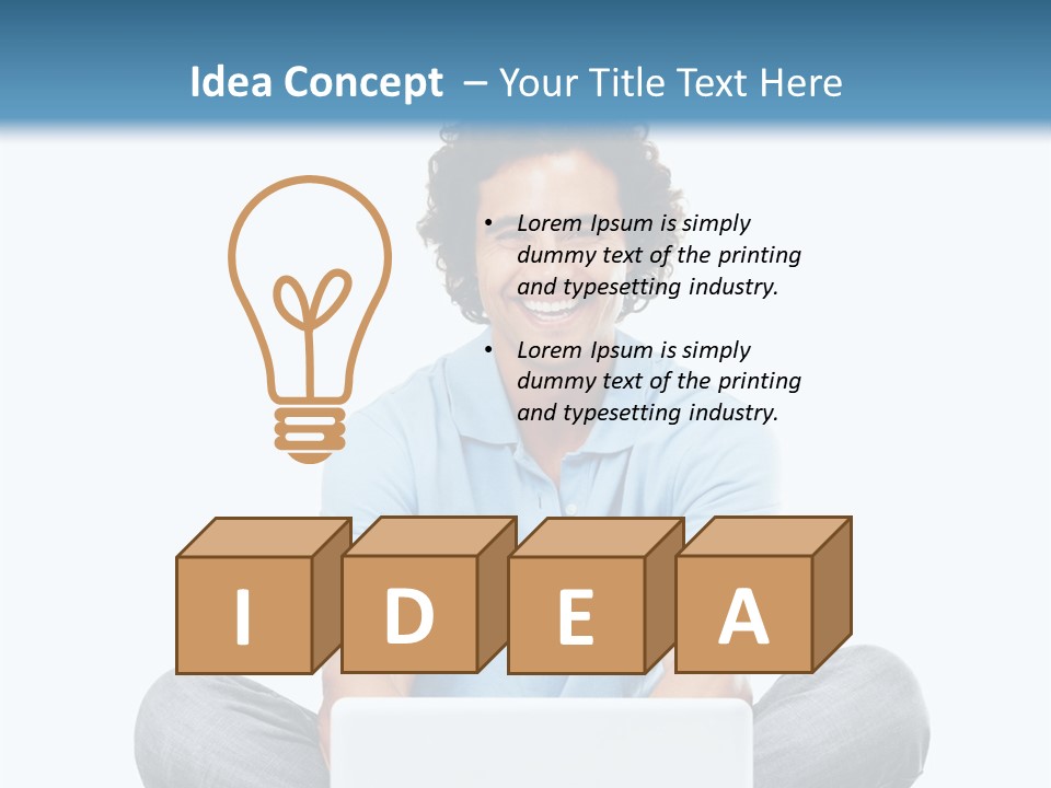 A Man Sitting On The Floor With A Laptop PowerPoint Template