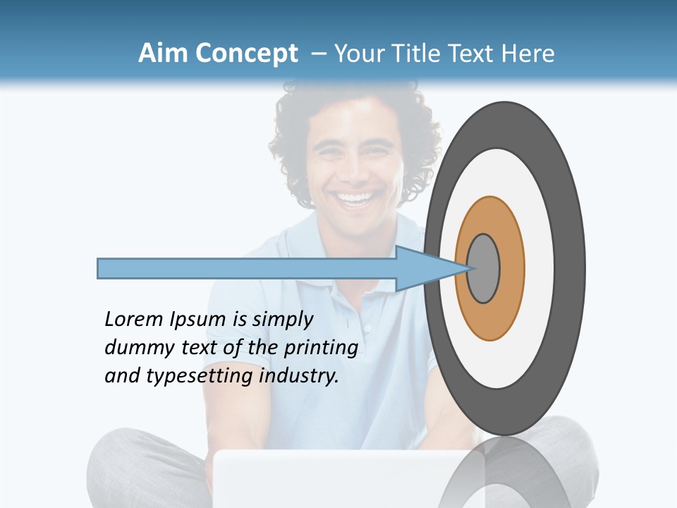 A Man Sitting On The Floor With A Laptop PowerPoint Template