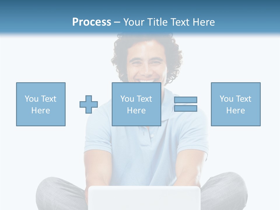 A Man Sitting On The Floor With A Laptop PowerPoint Template