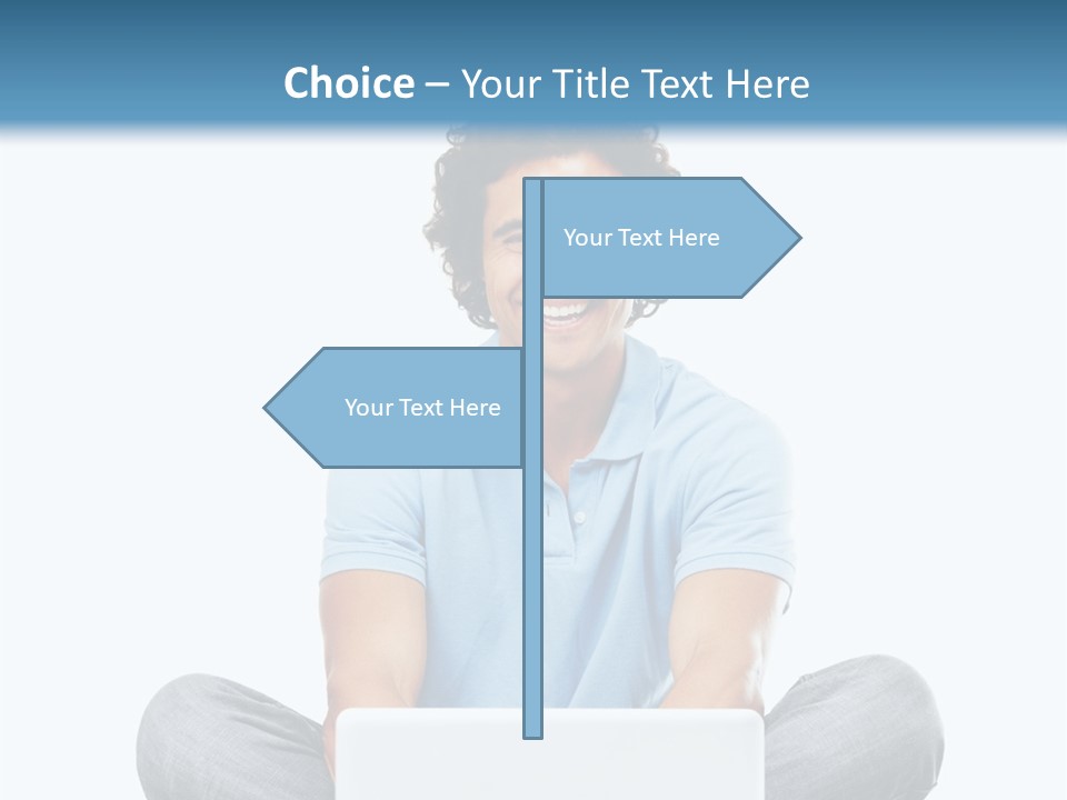 A Man Sitting On The Floor With A Laptop PowerPoint Template