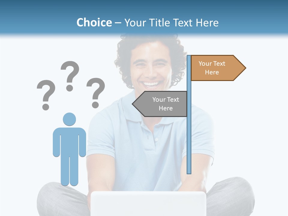 A Man Sitting On The Floor With A Laptop PowerPoint Template