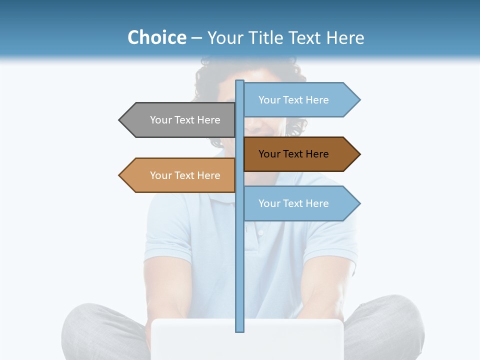 A Man Sitting On The Floor With A Laptop PowerPoint Template