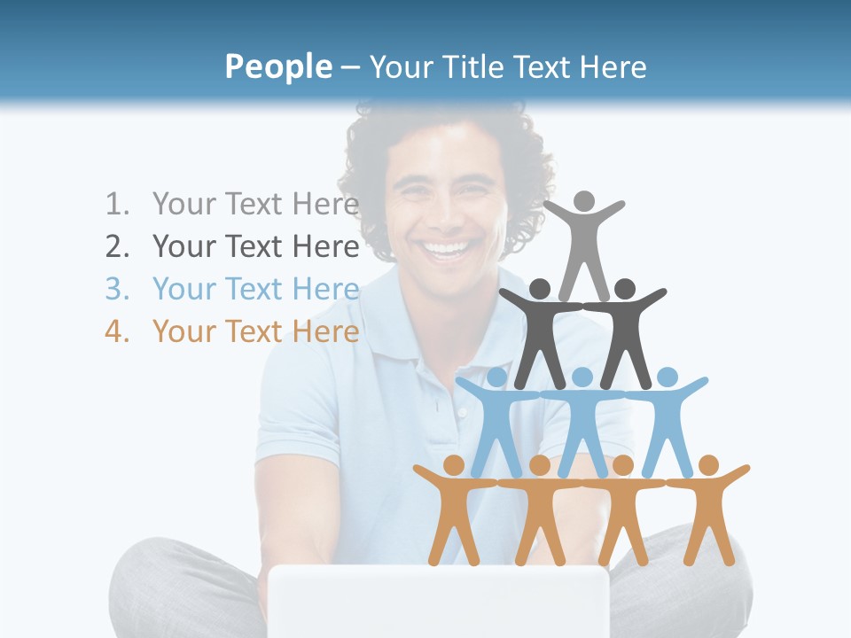 A Man Sitting On The Floor With A Laptop PowerPoint Template