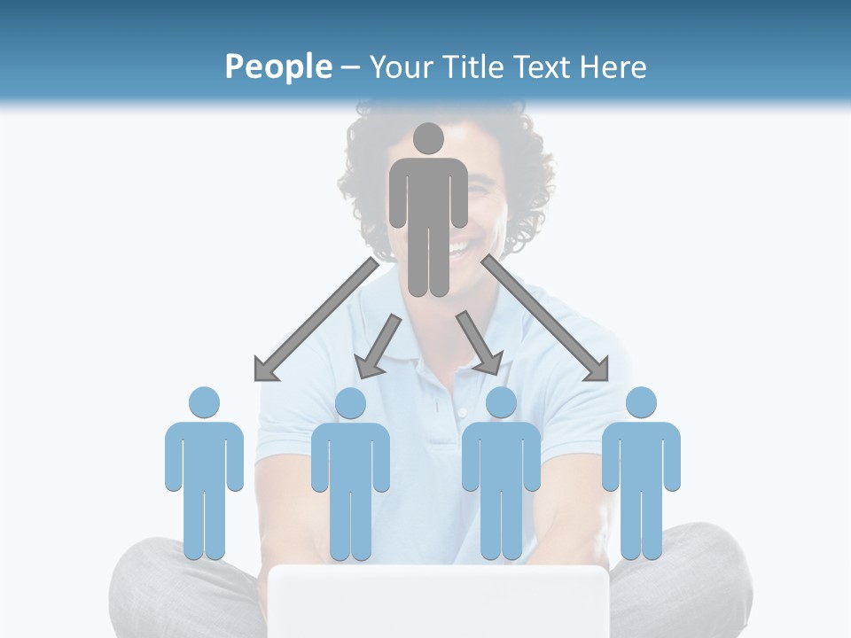 A Man Sitting On The Floor With A Laptop PowerPoint Template