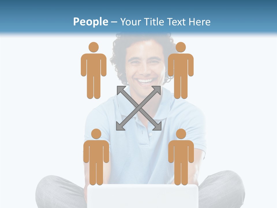 A Man Sitting On The Floor With A Laptop PowerPoint Template