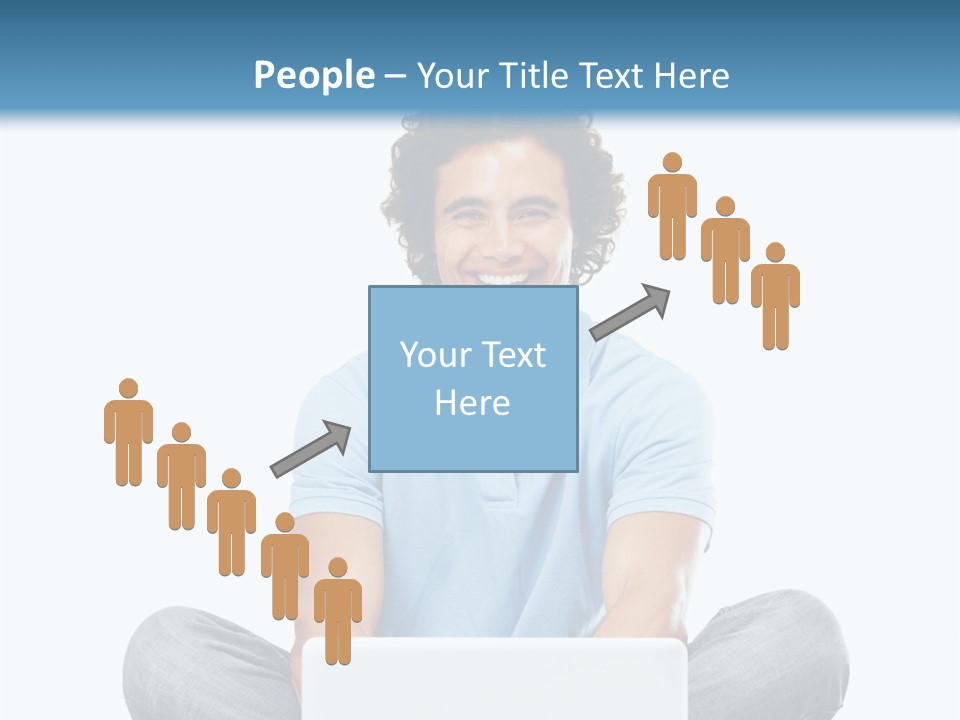 A Man Sitting On The Floor With A Laptop PowerPoint Template