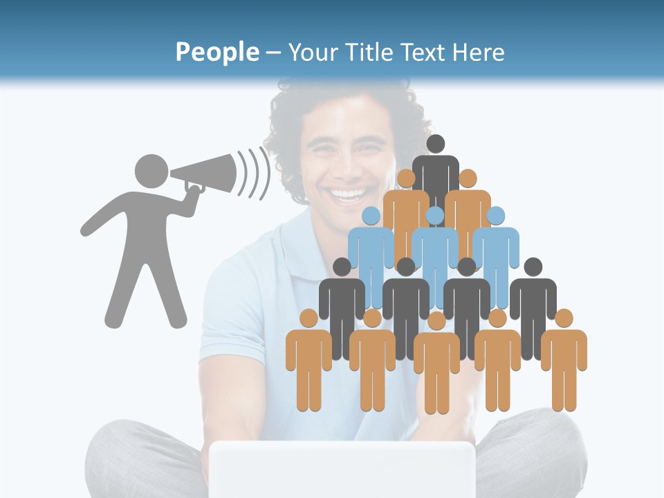 A Man Sitting On The Floor With A Laptop PowerPoint Template