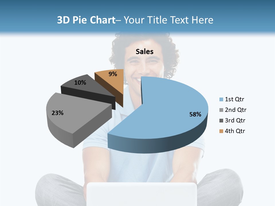 A Man Sitting On The Floor With A Laptop PowerPoint Template